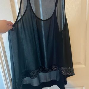 Sheer sequin bottom tank top